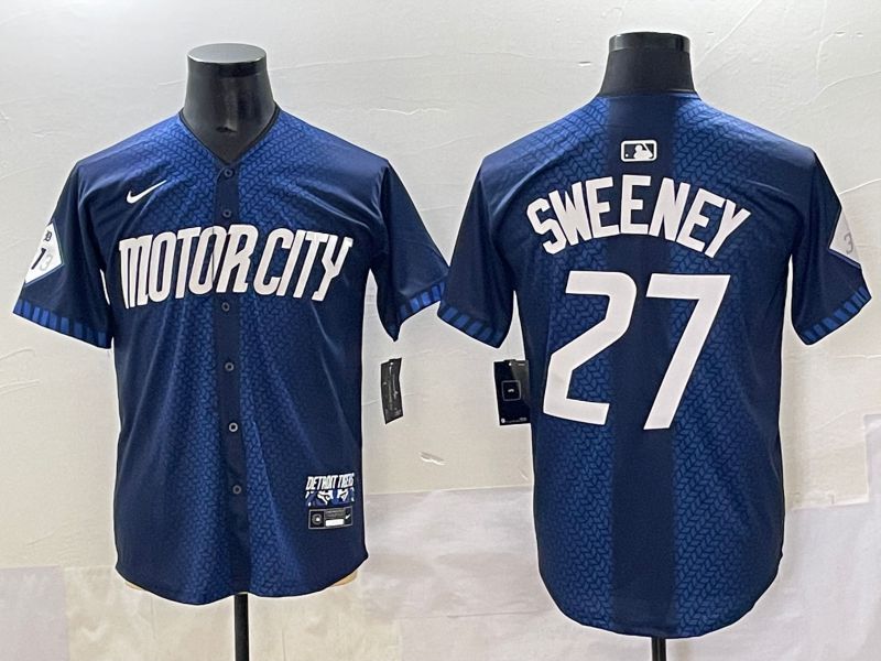 Men 2025 Detroit Tigers #27 Sweeney Blue City Edition Nike MLB Jersey style 1->detroit tigers->MLB Jersey
